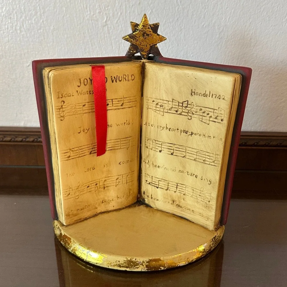 Vintage Christmas Joy to the World Hymnal Book Figurine Holiday Decor Star